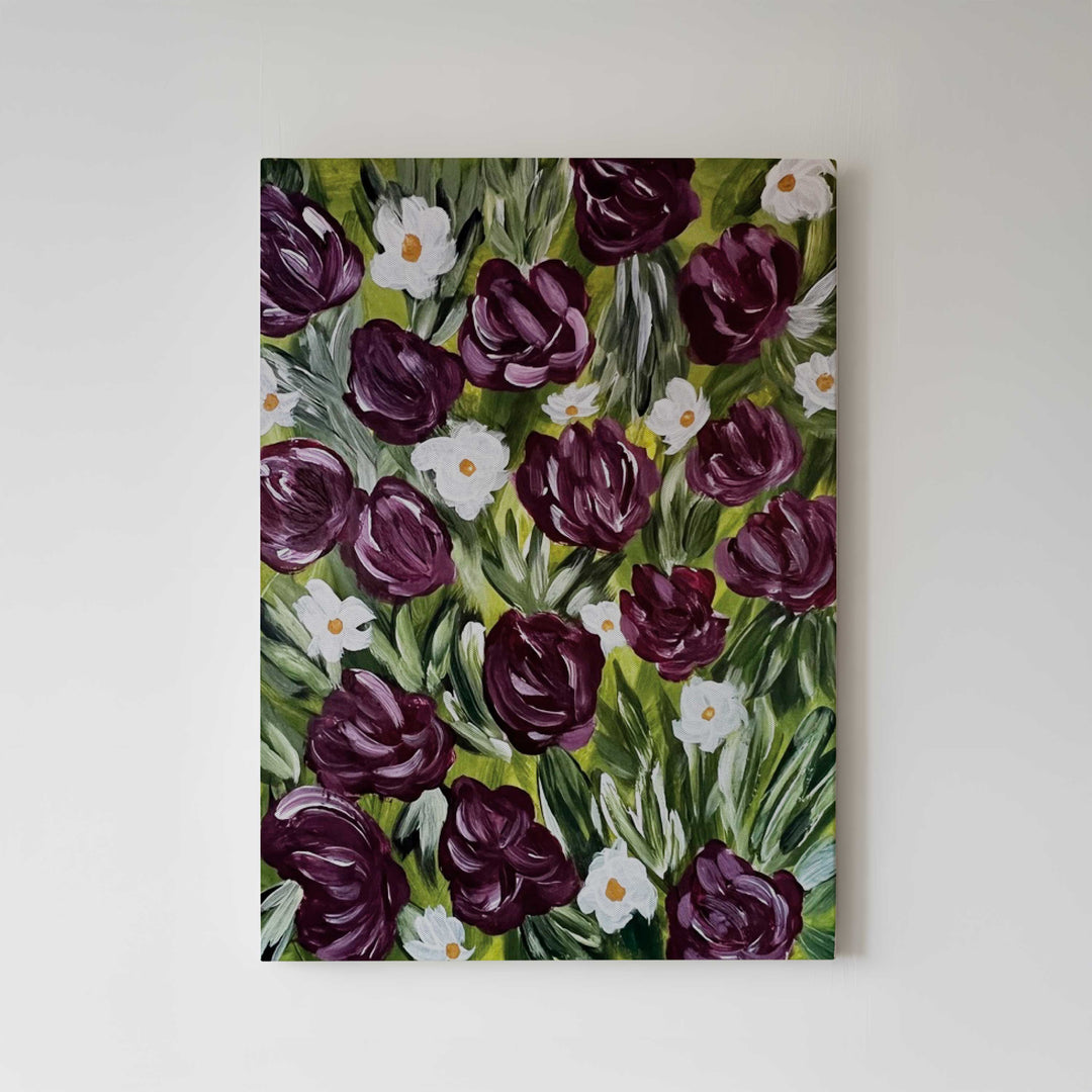 Merlot Meadow - Floral Wall Art Print and Canvas