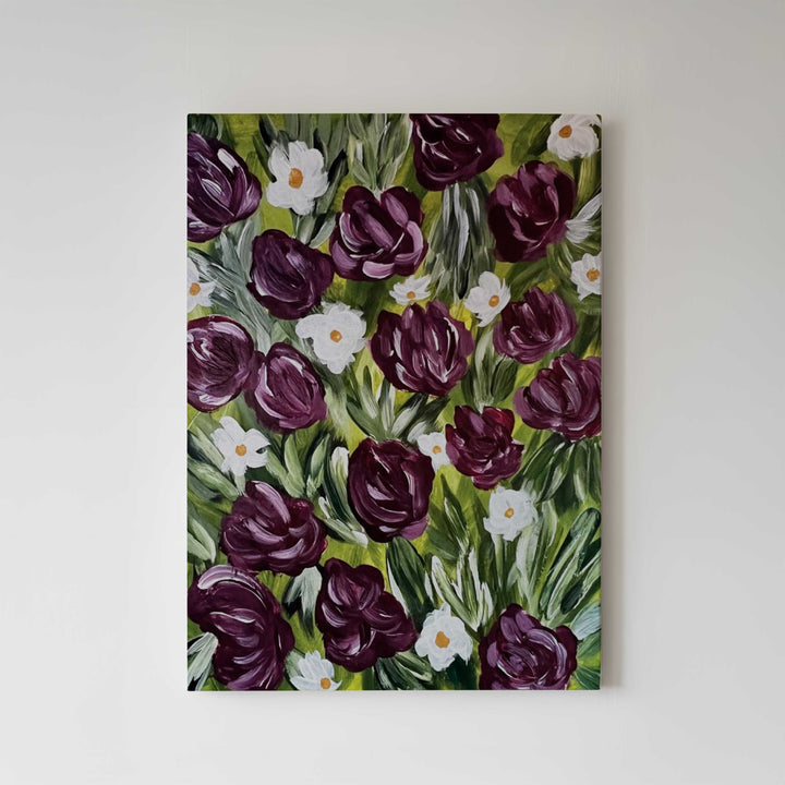 Merlot Meadow - Floral Wall Art Print and Canvas