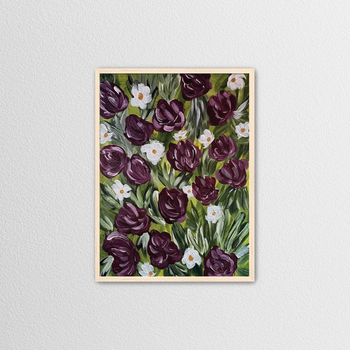 Merlot Meadow - Floral Wall Art Print and Canvas