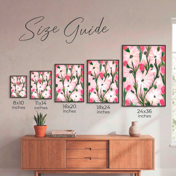 Blushing Daisy Garden - Floral Wall Art Print and Canvas