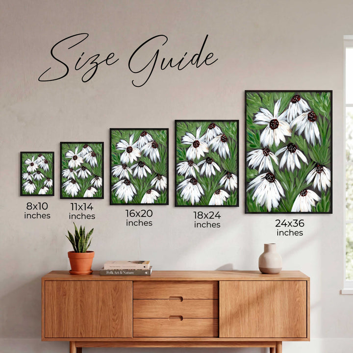 Midnight Daisy Garden - Floral Wall Art Print & Canvas