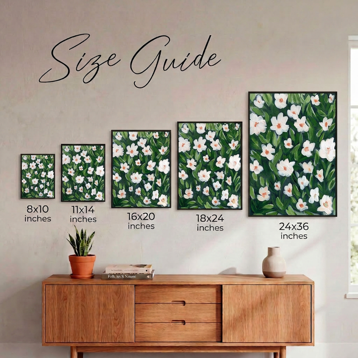Midnight White Floral - Wall Art Print & Canvas
