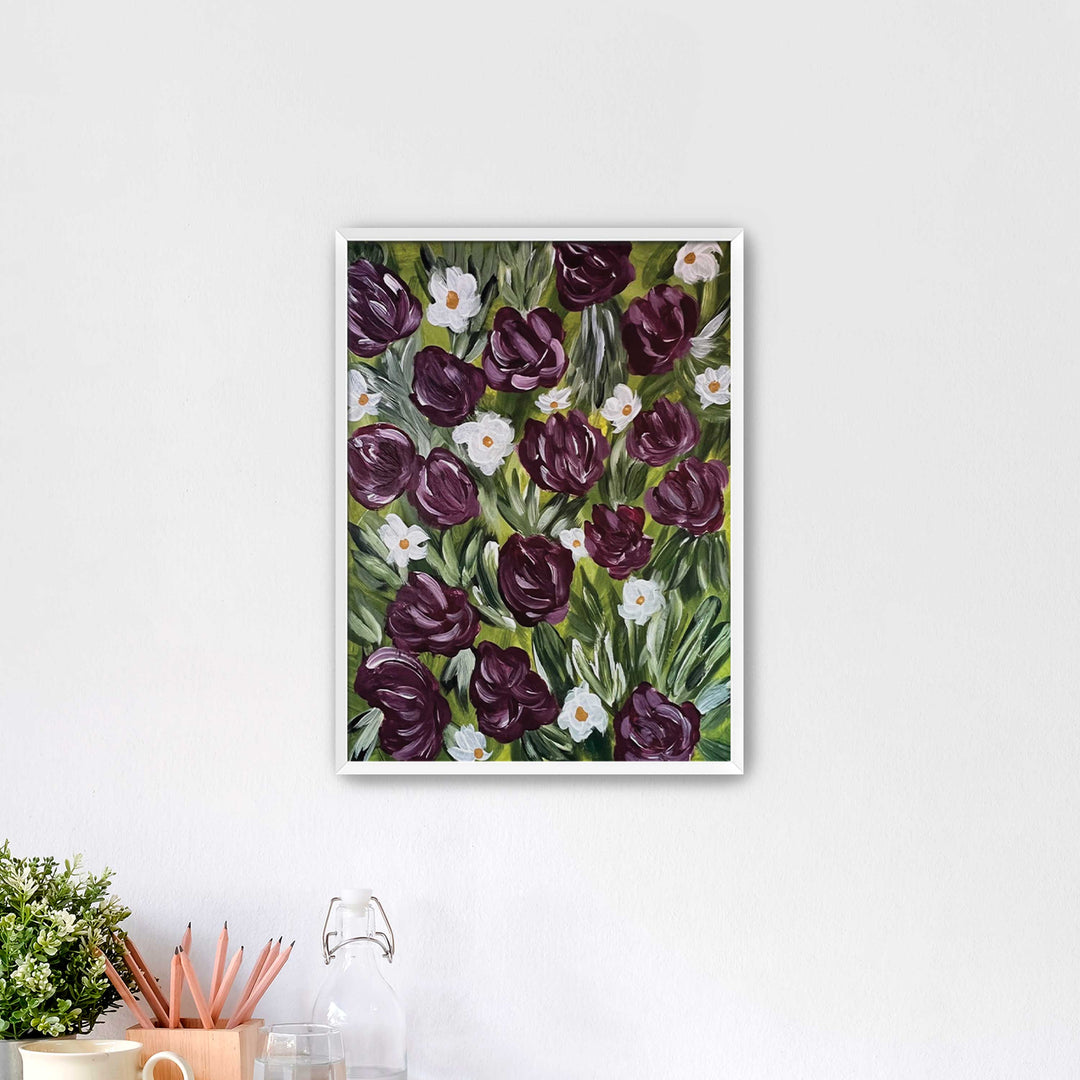 Merlot Meadow - Floral Wall Art Print and Canvas