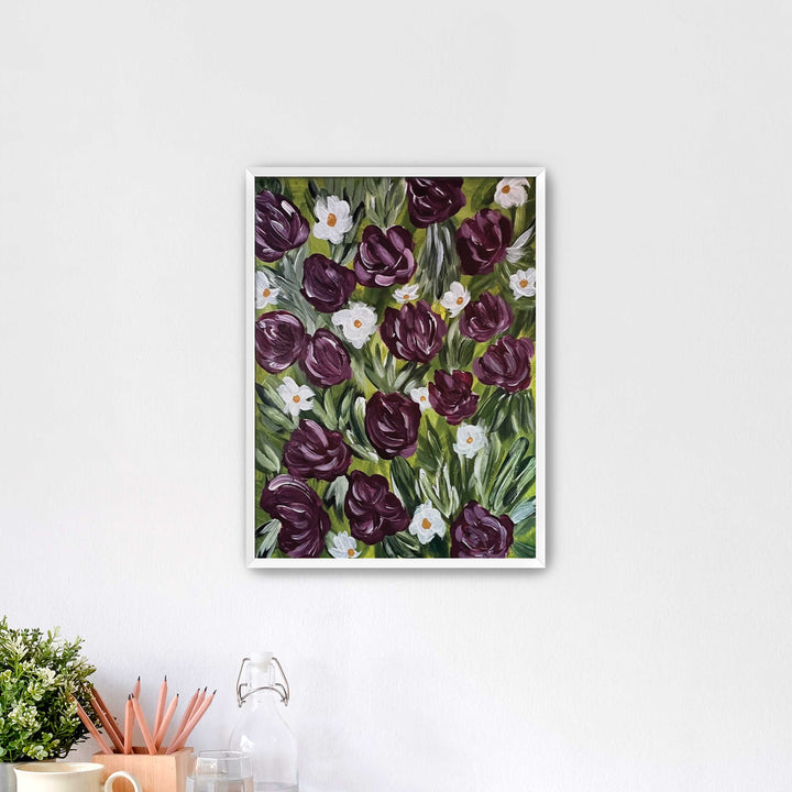 Merlot Meadow - Floral Wall Art Print and Canvas