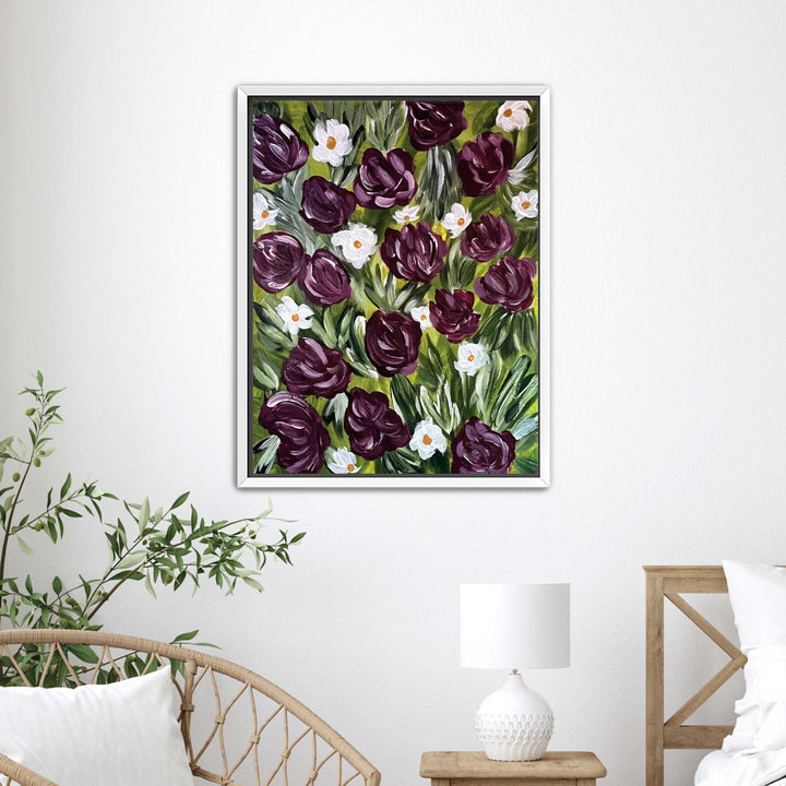 Merlot Meadow - Floral Wall Art Print and Canvas