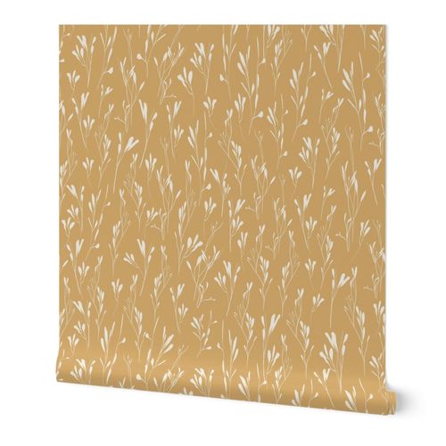 Serene Silhouette Leaves Peel & Stick Wallpaper in Warm Yellow