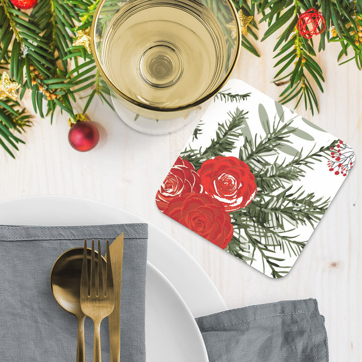 Christmas Red Posies Coasters
