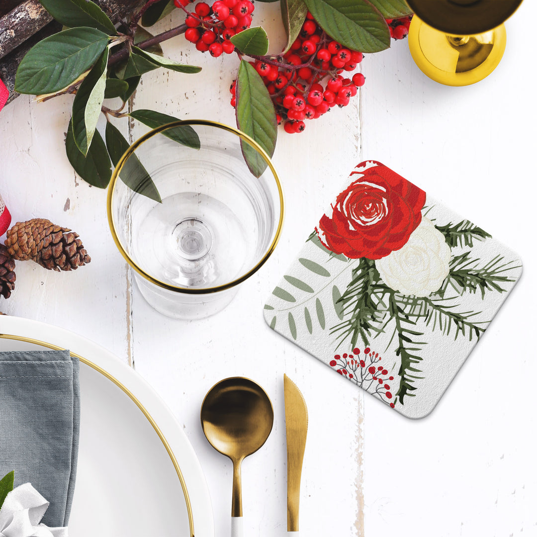 Christmas Red Posies Coasters