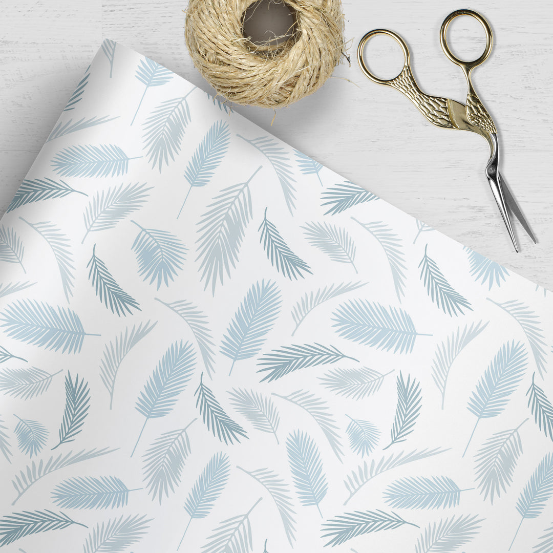 Coastal Blue Palms Wrapping Paper