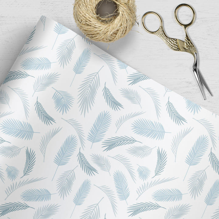 Coastal Blue Palms Wrapping Paper