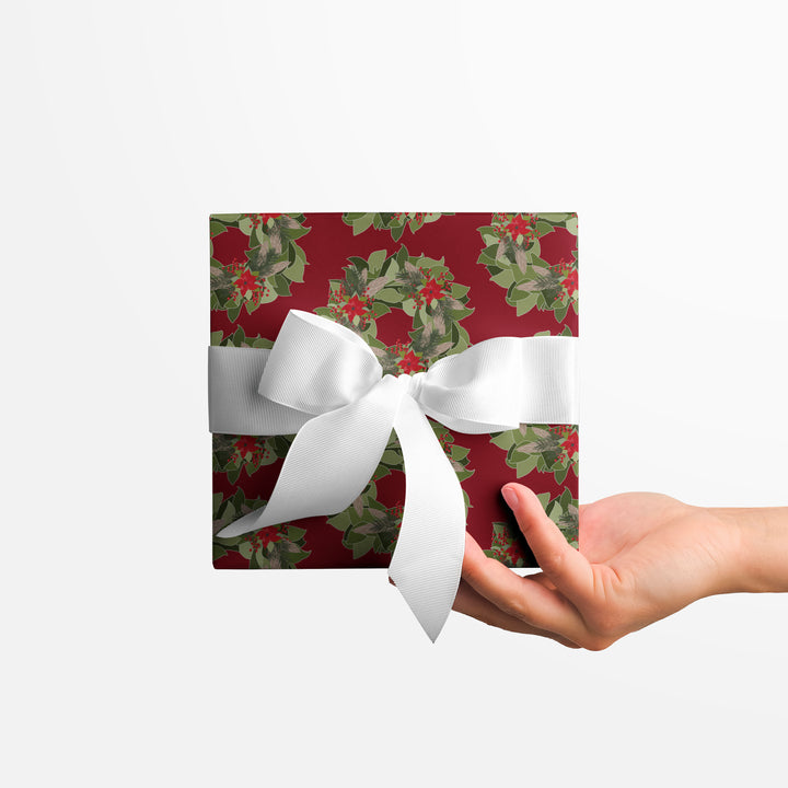 Magnolia Wreath Wrapping Paper & Gift Tag Bundle Set