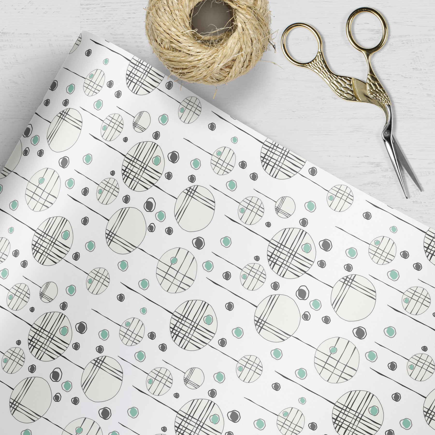 String For Wrapping Paper Circles and String Wrapping Paper - Clearance Item – Kartoti Designs