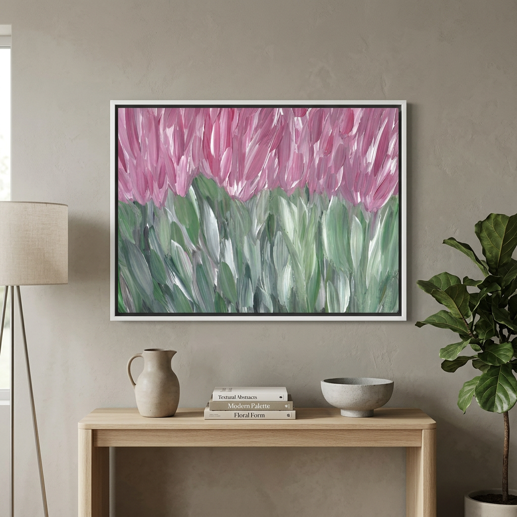 Pink Wildflower Field - Floral Wall Art Print and Canvas