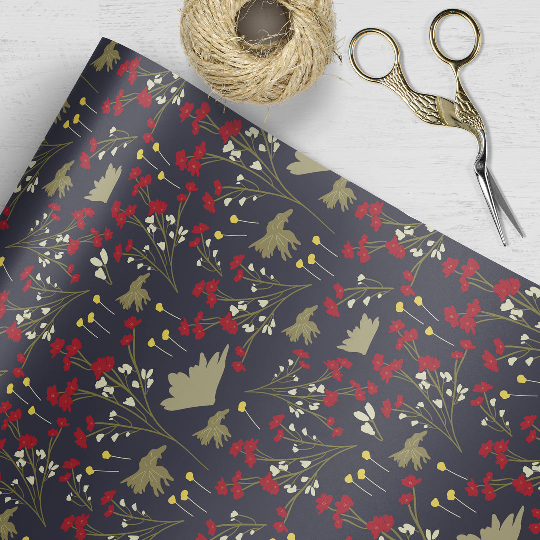 Filler Park #1 - Black & Yellow Floral Wrapping Paper - Clearance Item