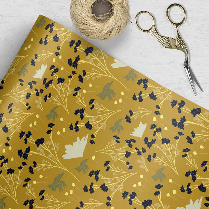 Filler Park #5 Yellow Goldenrod Floral Wrapping Paper - Clearance Item