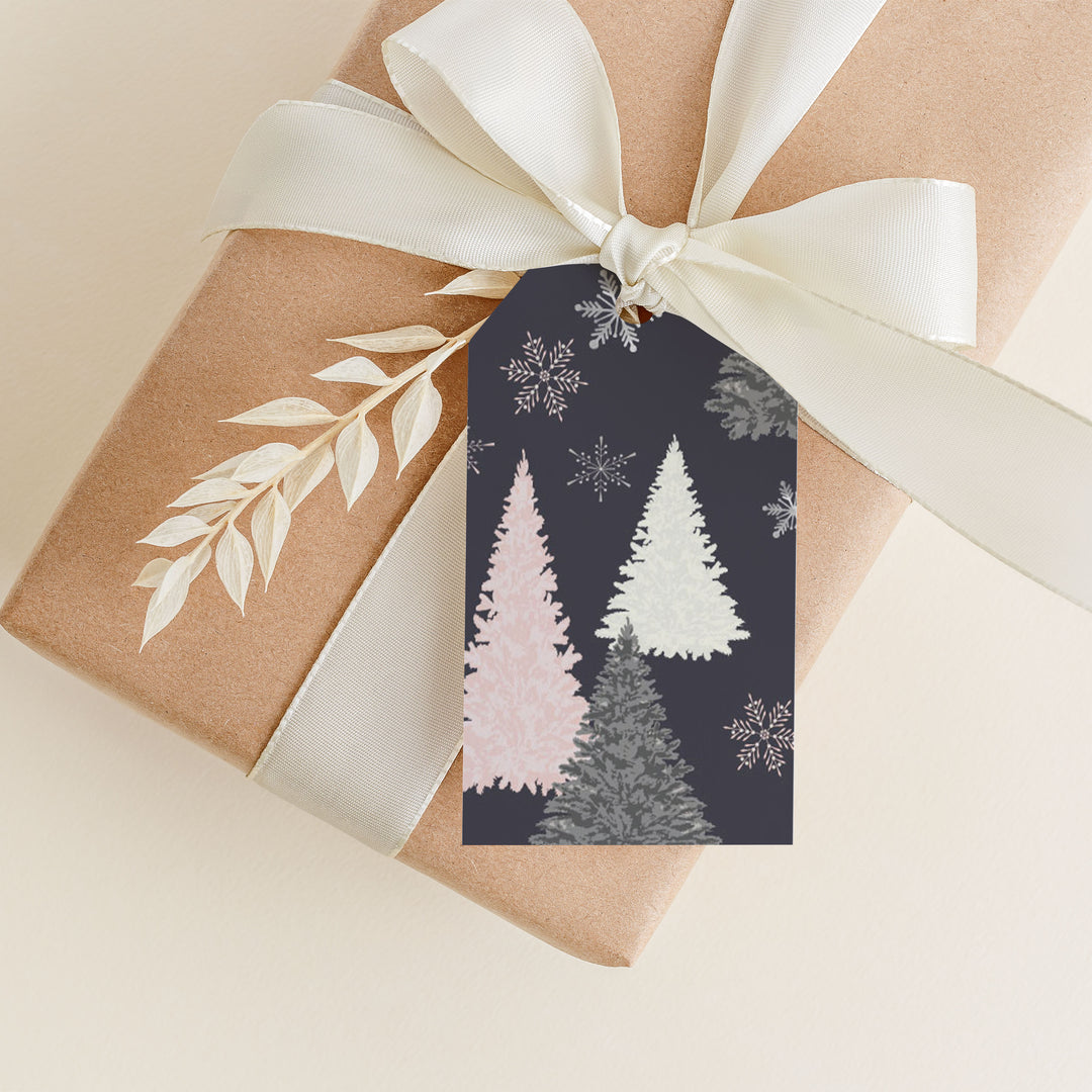 Snowflake Trees - Midnight Blue Gift Tags