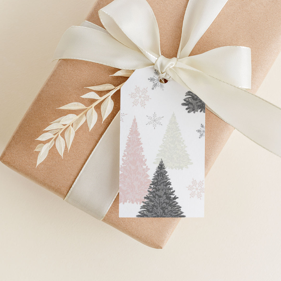 Snowflake Trees - White Gift Tags
