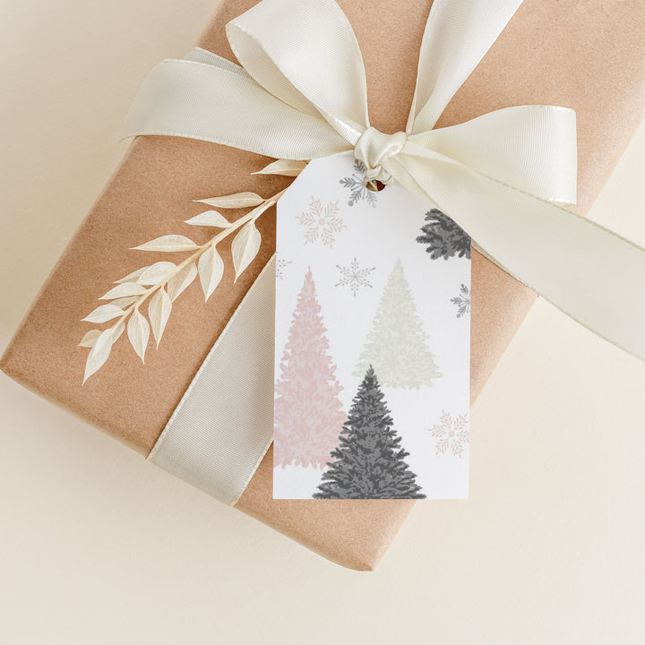 Snowflake Trees - White Gift Tags