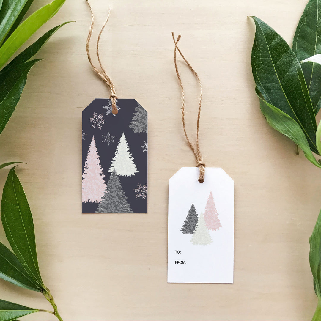 Snowflake Trees - Midnight Blue Gift Tags