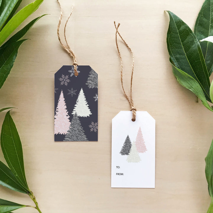 Snowflake Trees - Midnight Blue Gift Tags