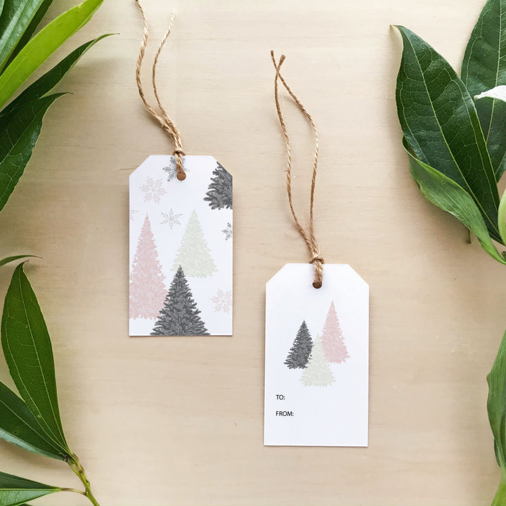 Snowflake Trees - White Gift Tags