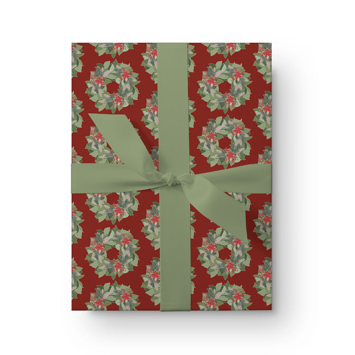 Magnolia Wreath Christmas Wrapping Paper