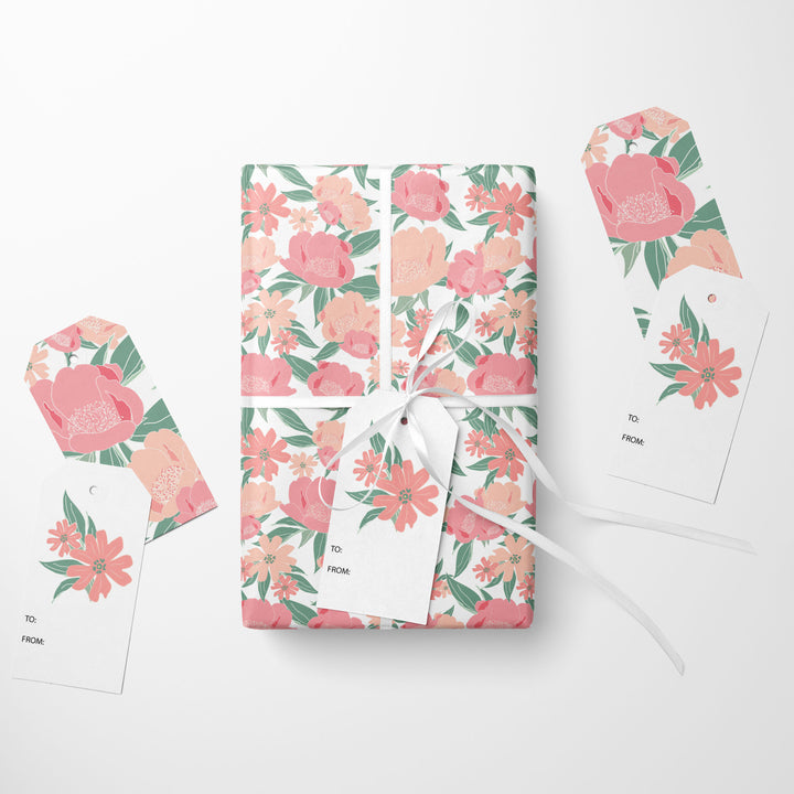 Heirloom Floral Wrapping Paper & Gift Tag Bundle Set