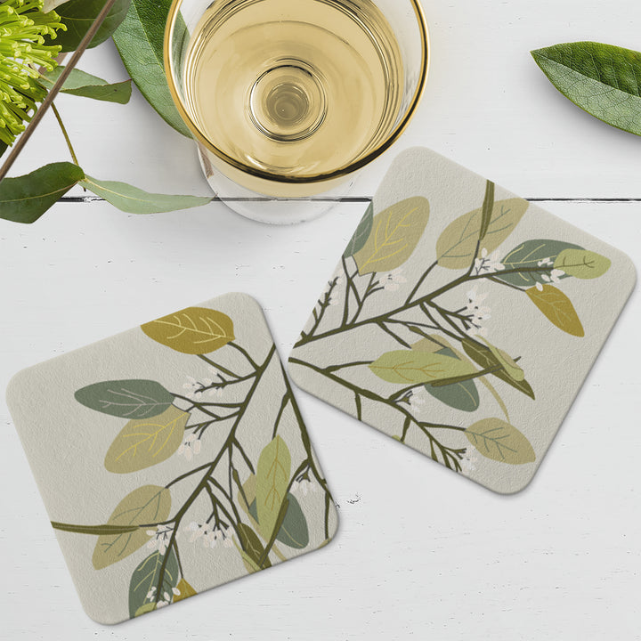 Peonies Du Jour Leaves Coasters