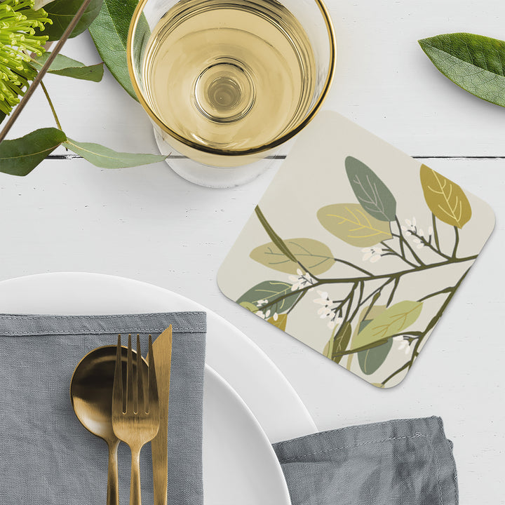 Peonies Du Jour Leaves Coasters