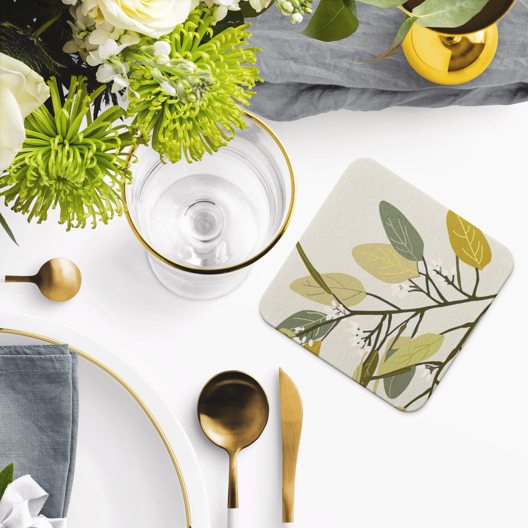 Peonies Du Jour Leaves Coasters