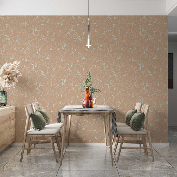Peach and White Amaryllis Floral Peel and Stick Wallpaper 23-04