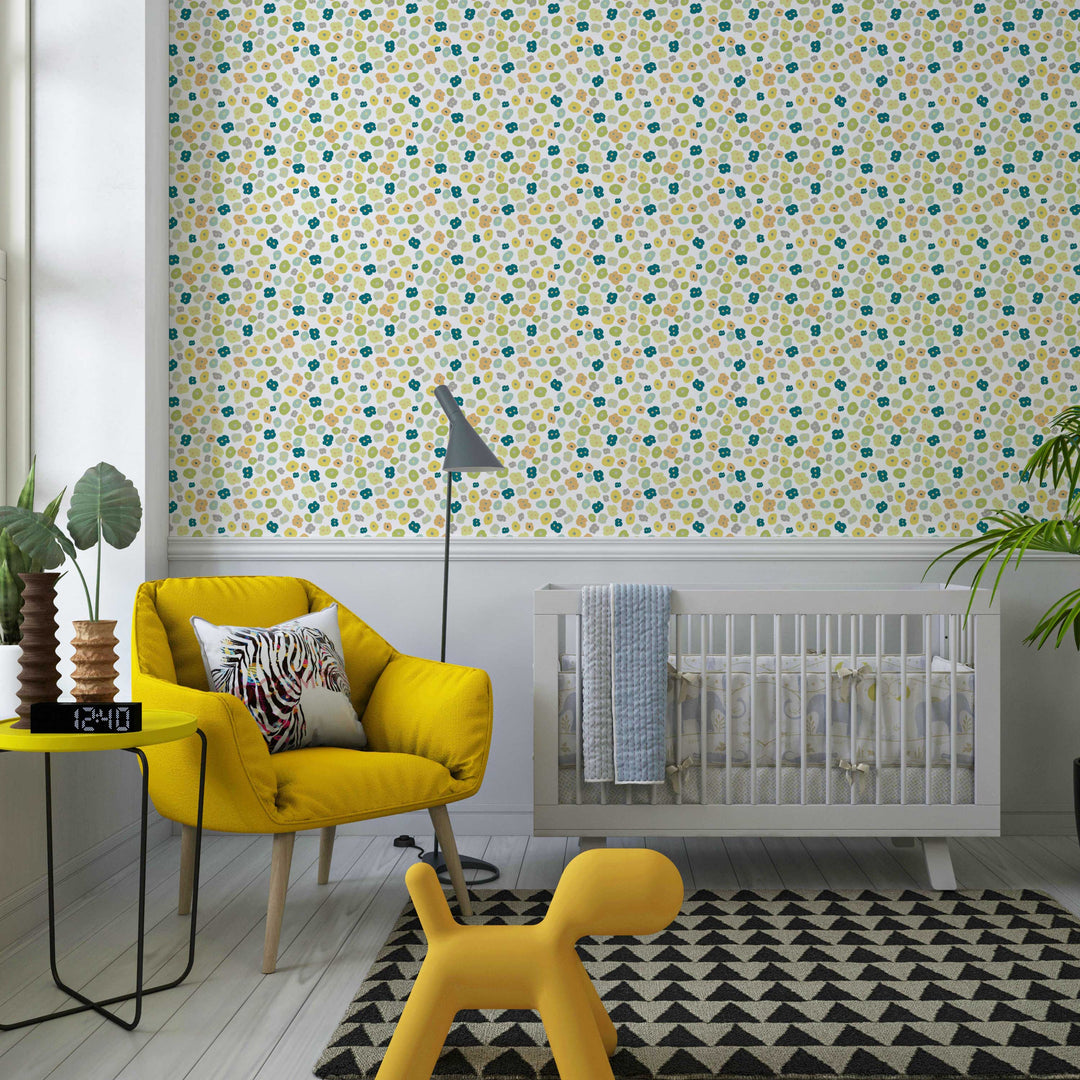 Paradise Petals Green, Blue and Orange Peel and Stick Wallpaper - Small Pattern