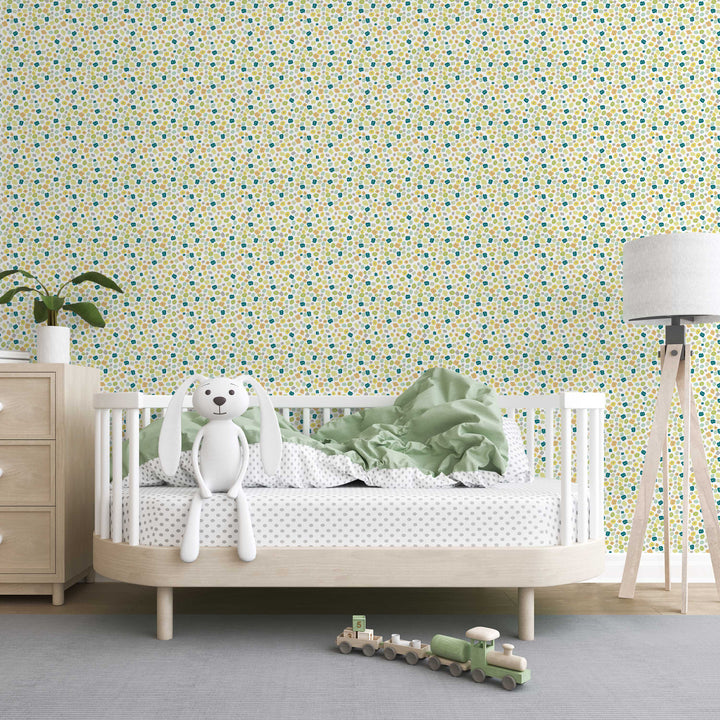 Paradise Petals Green, Blue and Orange Peel and Stick Wallpaper - Small Pattern