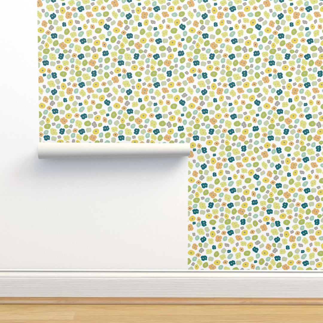 Paradise Petals Green, Blue and Orange Peel and Stick Wallpaper - Small Pattern