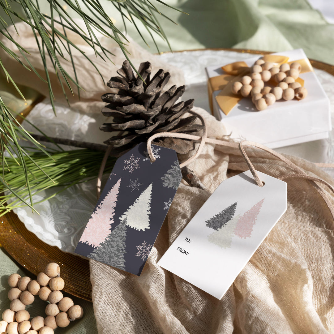 Snowflake Trees - Midnight Blue Gift Tags