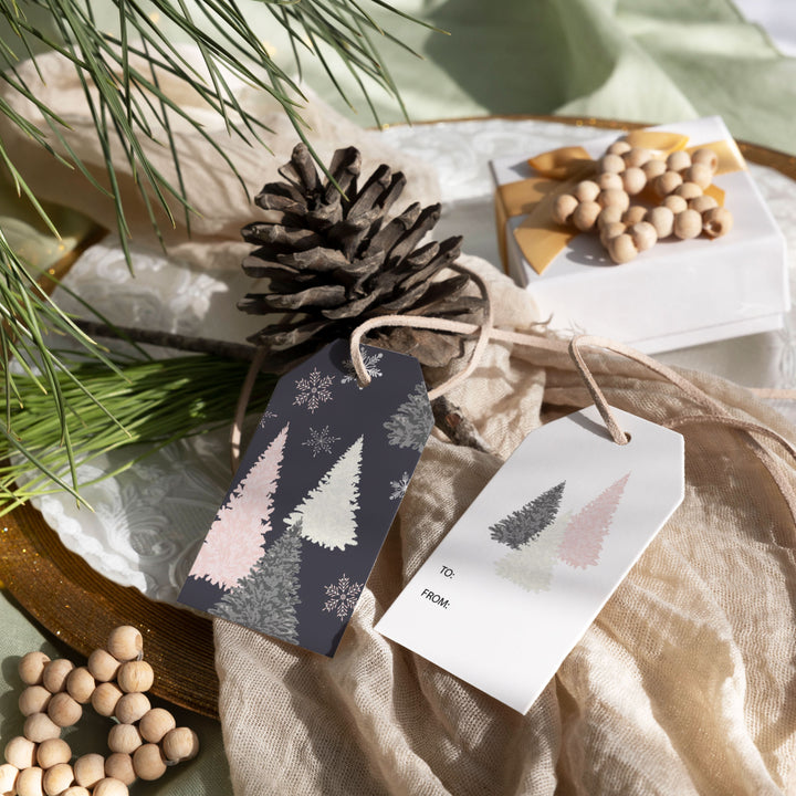 Snowflake Trees - Midnight Blue Gift Tags