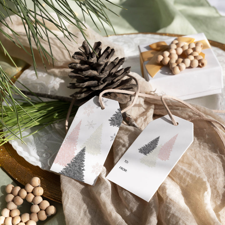 Snowflake Trees - White Gift Tags