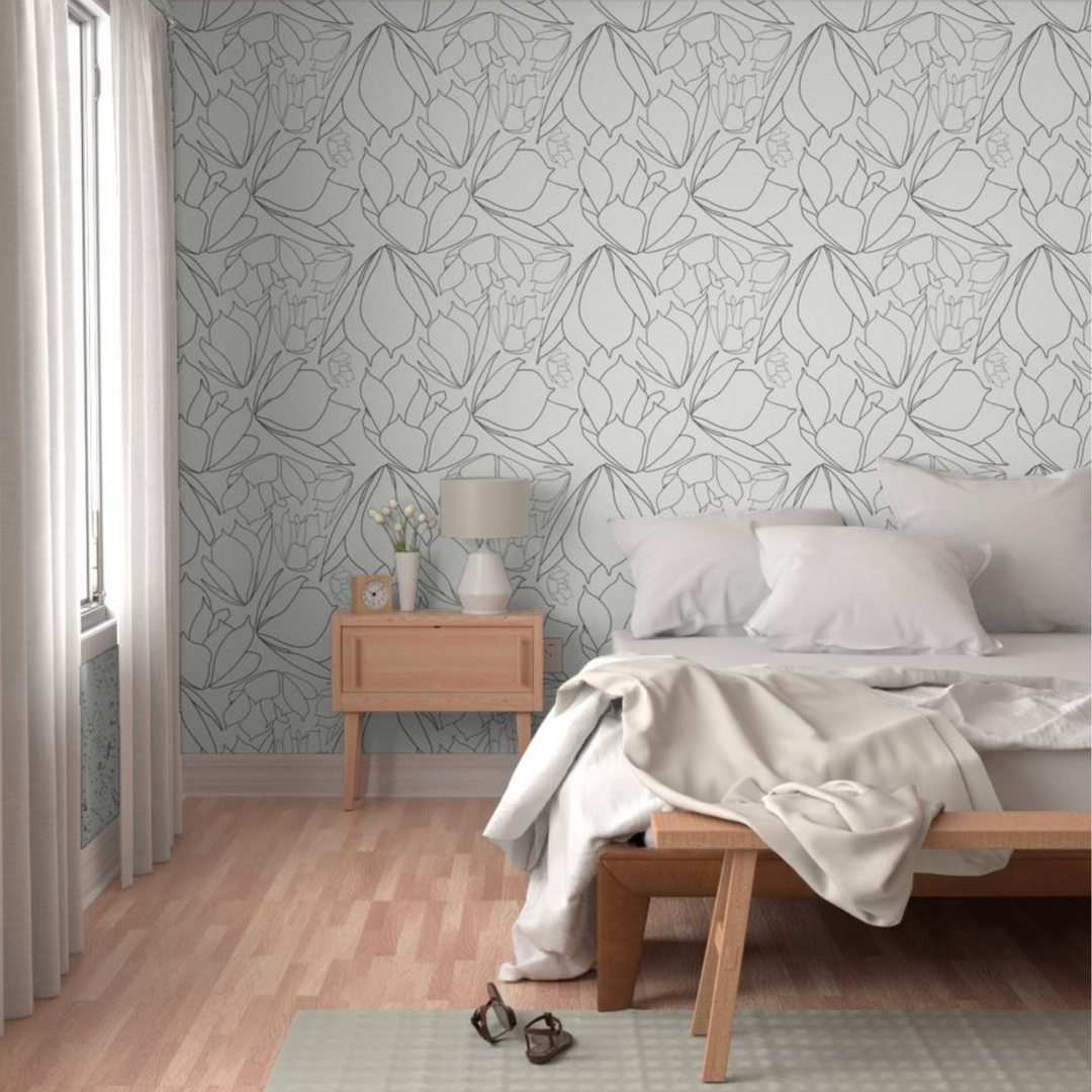 Breakfast Tea Leaves in White Wallpaper