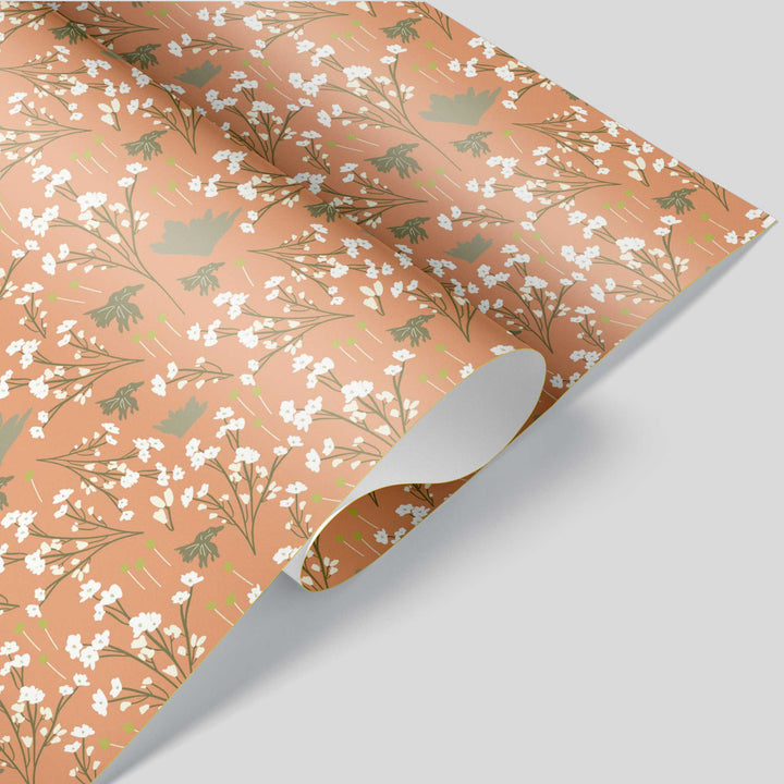 Filler Park #3 - Peach & White Floral Wrapping Paper - Clearance Item