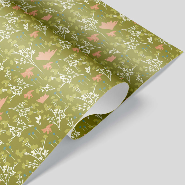 Filler Park #4 Green Floral Wrapping Paper - Clearance Item