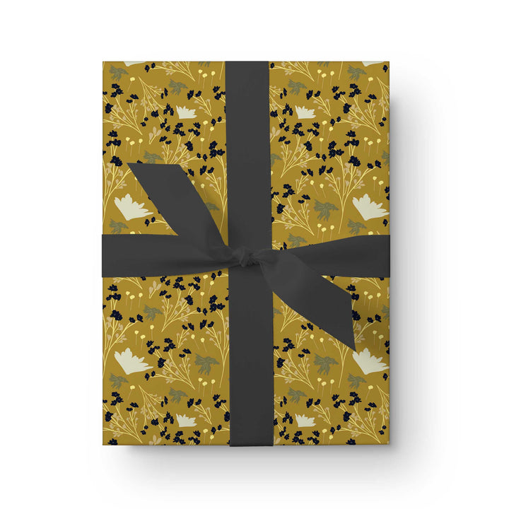 Filler Park #5 Yellow Goldenrod Floral Wrapping Paper - Clearance Item
