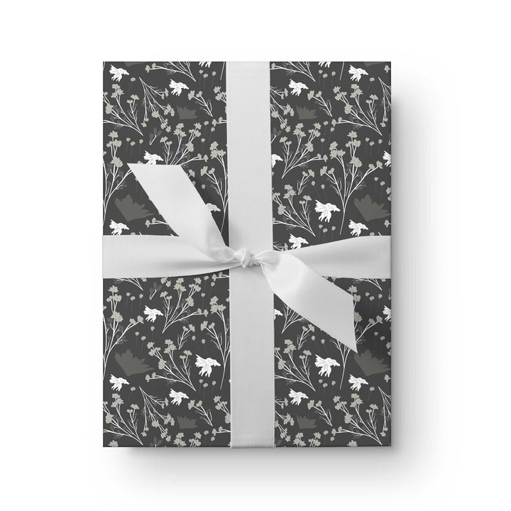 Filler Park #8 Charcoal Black & White Floral Wrapping Paper - Clearance Item