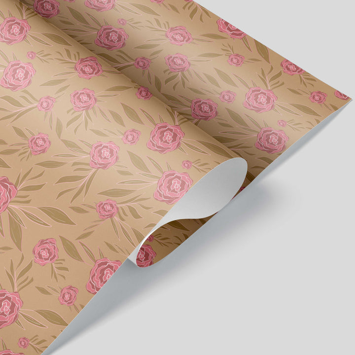 Carmel Petite Peony Floral Wrapping Paper