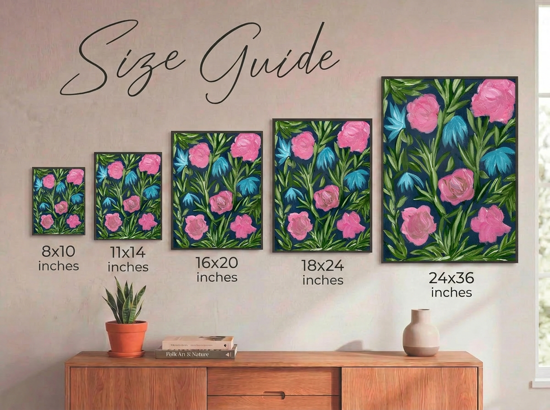 Meadow Midnight Waltz - Set of 3 Floral Wall Art Prints and Canvases