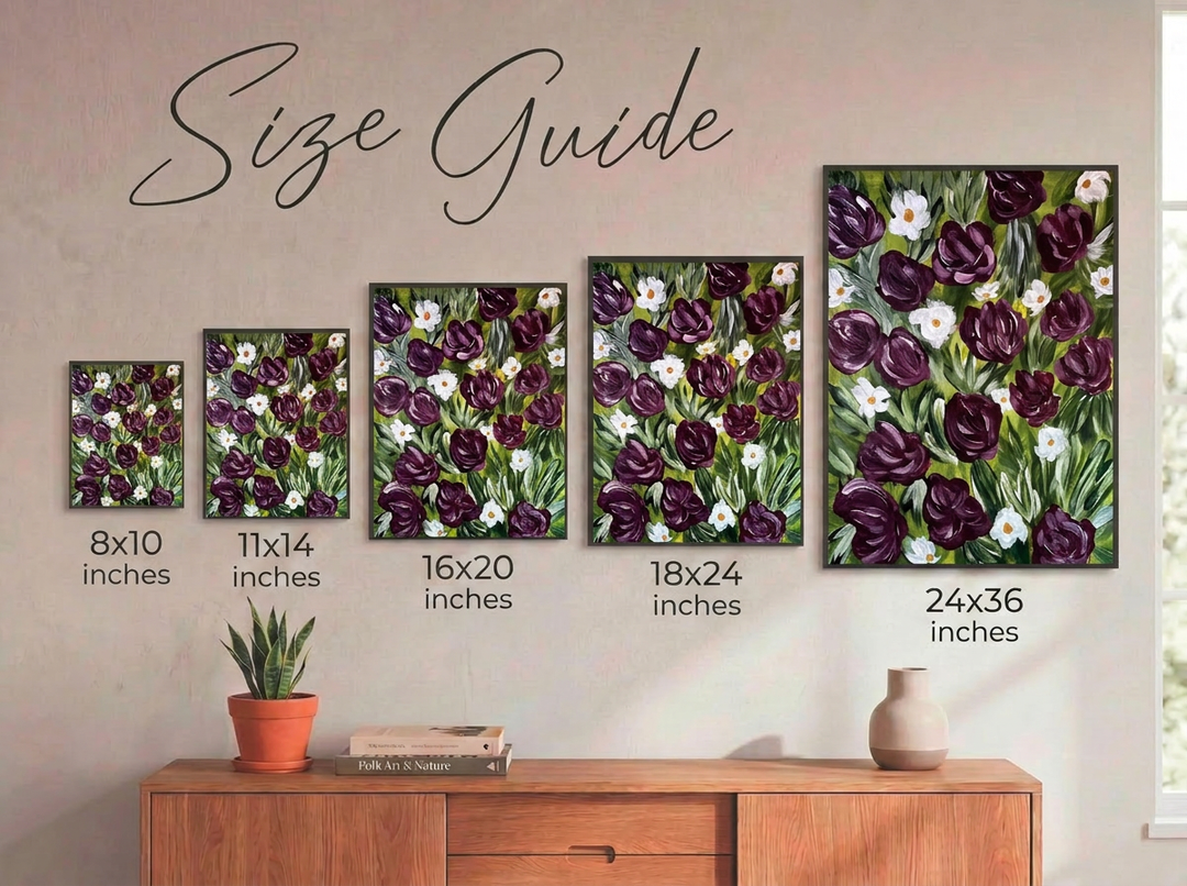 Merlot Meadow - Floral Wall Art Print and Canvas