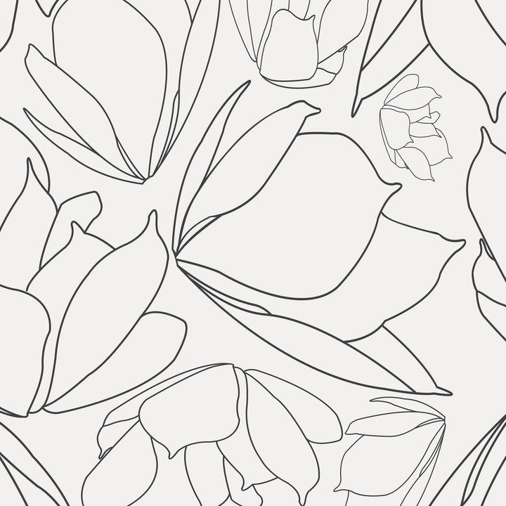 Minimalist floral lineart wallpaper with tulip design in white