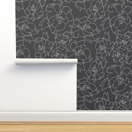 Hibiscus Tea Flower in Black Peel & Stick Wallpaper