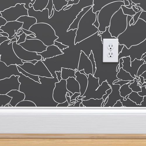 Hibiscus Tea Flower in Black Peel & Stick Wallpaper