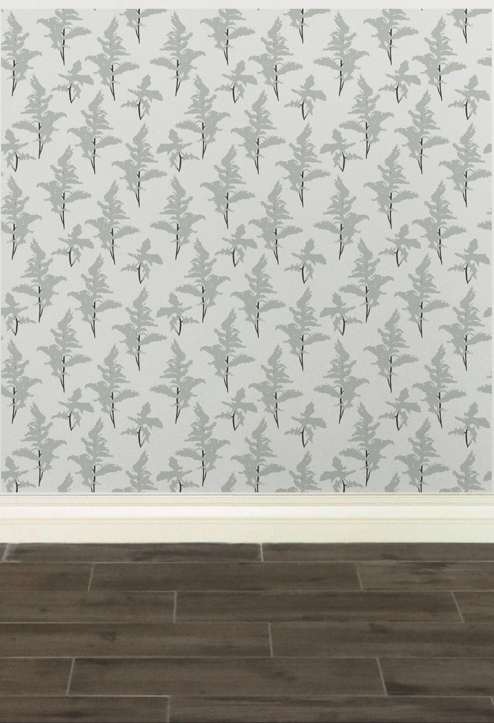 White and Sage Green Peel and Stick Removable Wallpaper - Madame Cola Design 01L