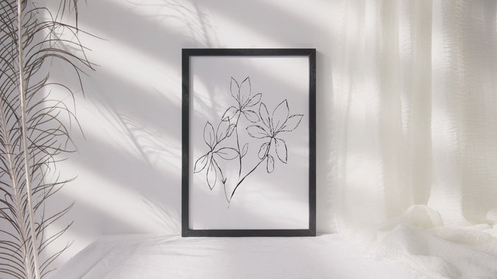 Black and White Leaves Hand Drawn Sketch - Design 22-02; Digital Download Wall Art Print